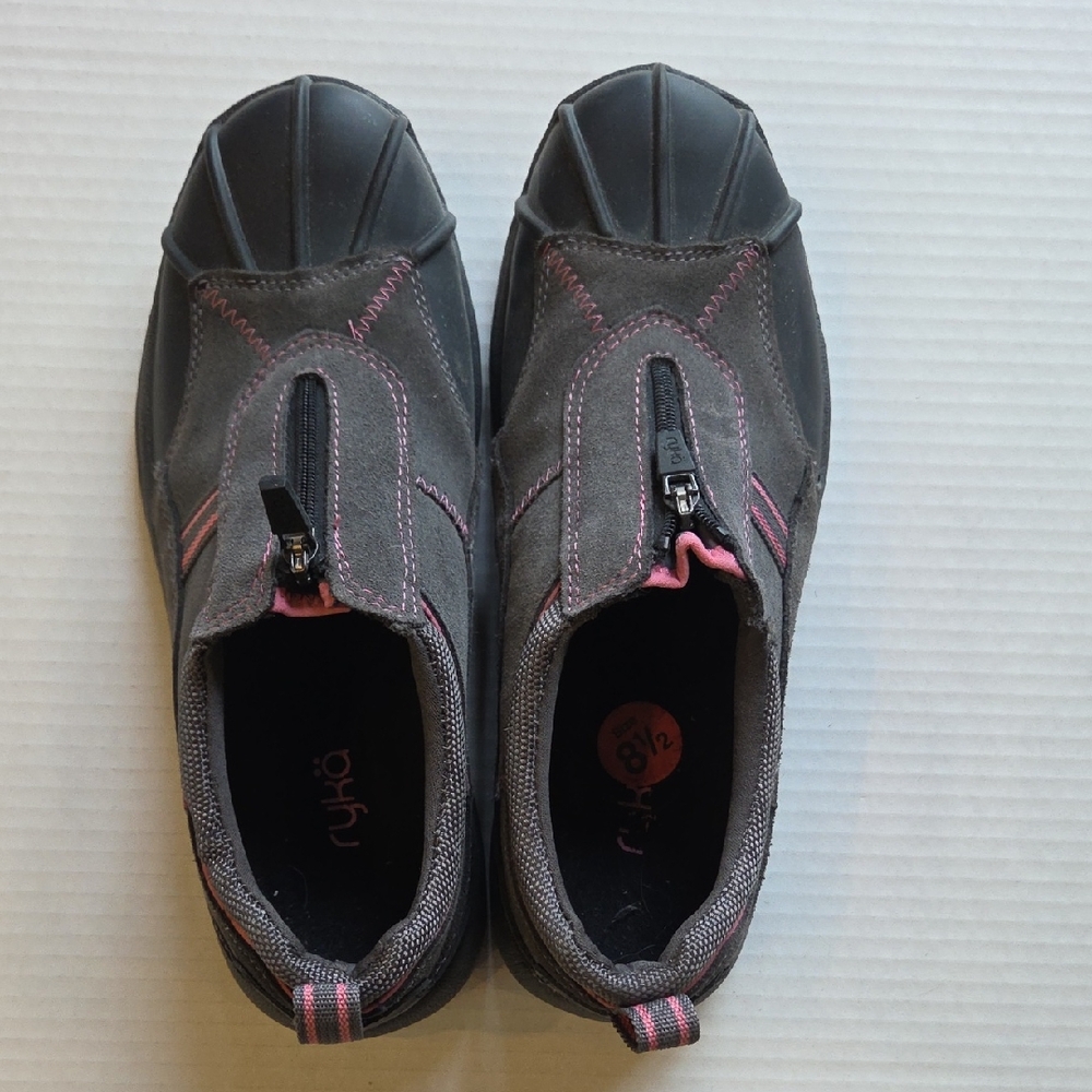 Ryka Charcoal and Pink Zip Sneakers